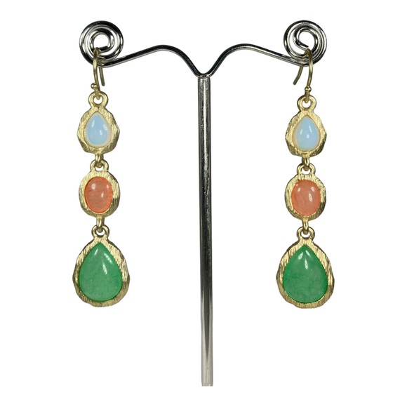 Gold Brushed Dangle Earrings - Picture 5 of 6